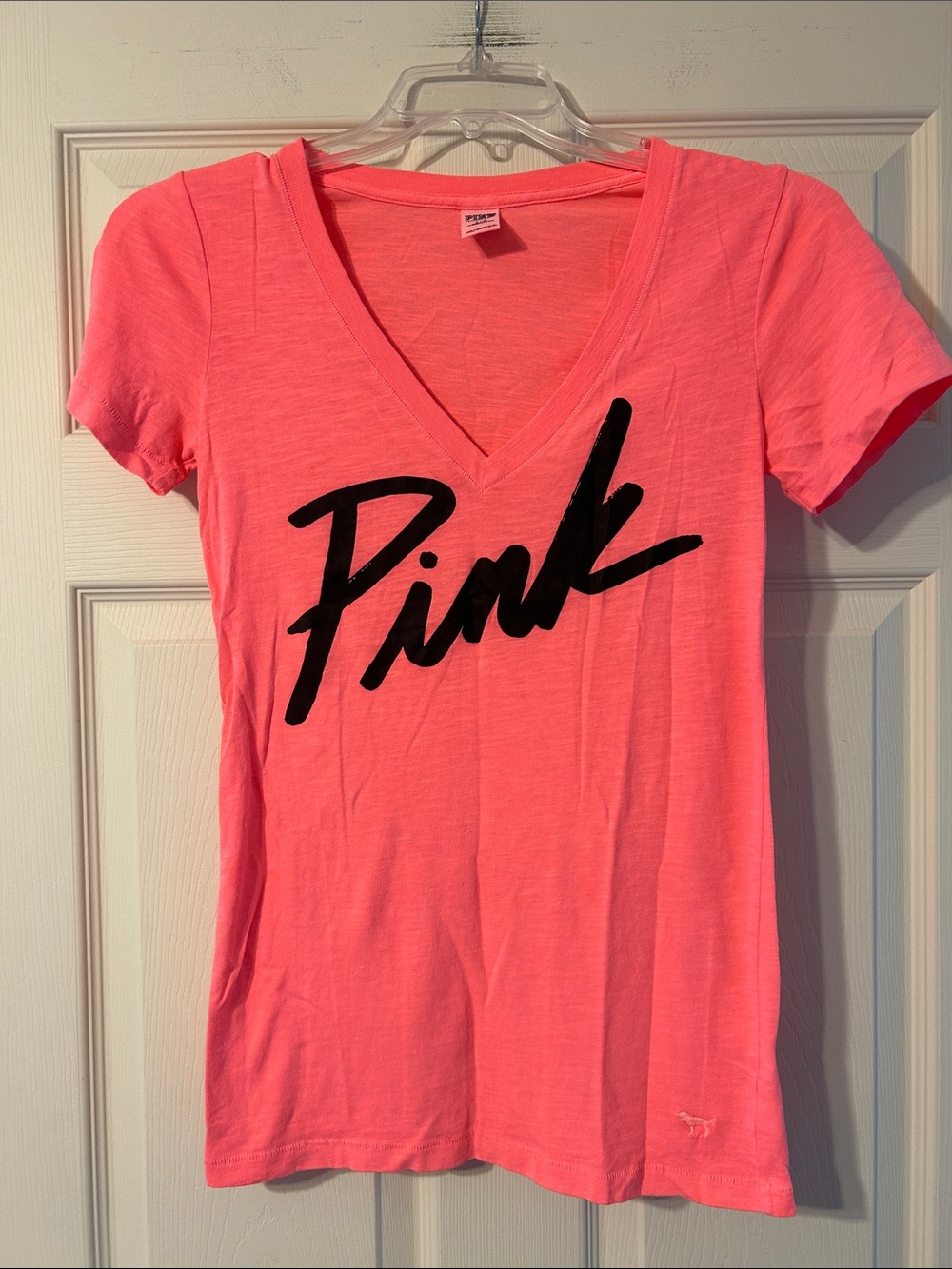 PINK Victoria’s Secret Neon Coral Short Sleeve Tee Small